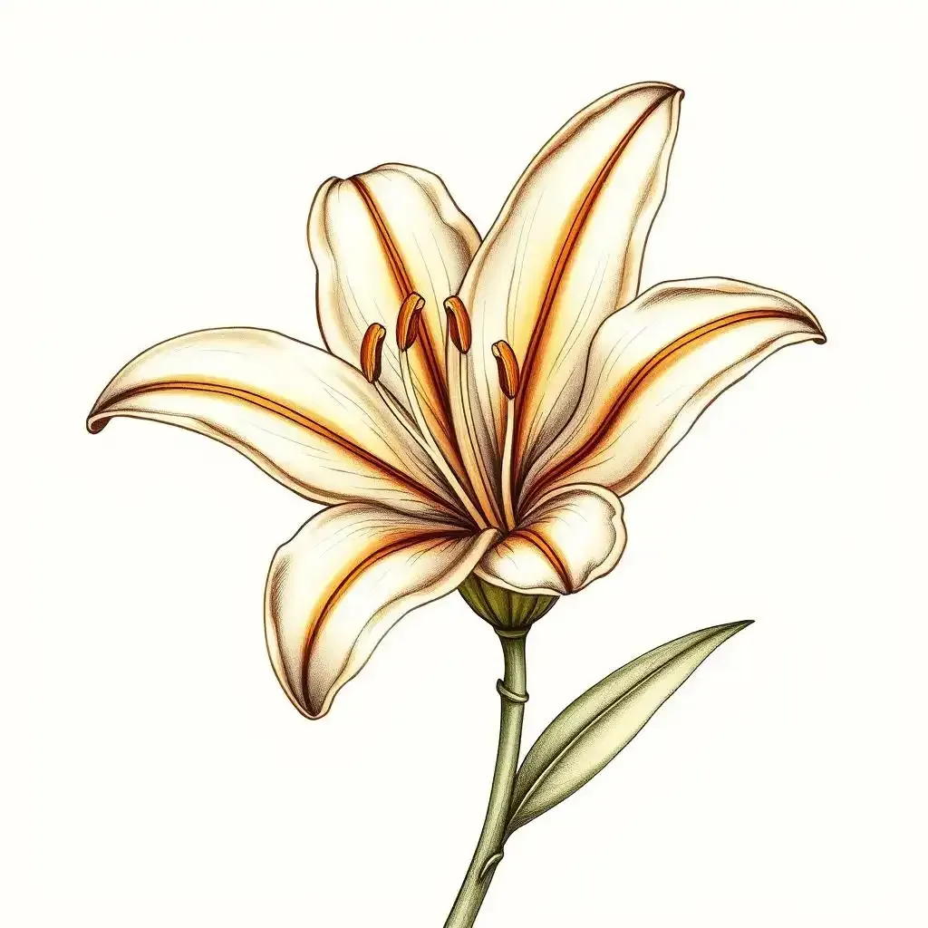 Adding Detail To Your Tiger Lily Flower Drawing Outline Petals Stamens And Leaves