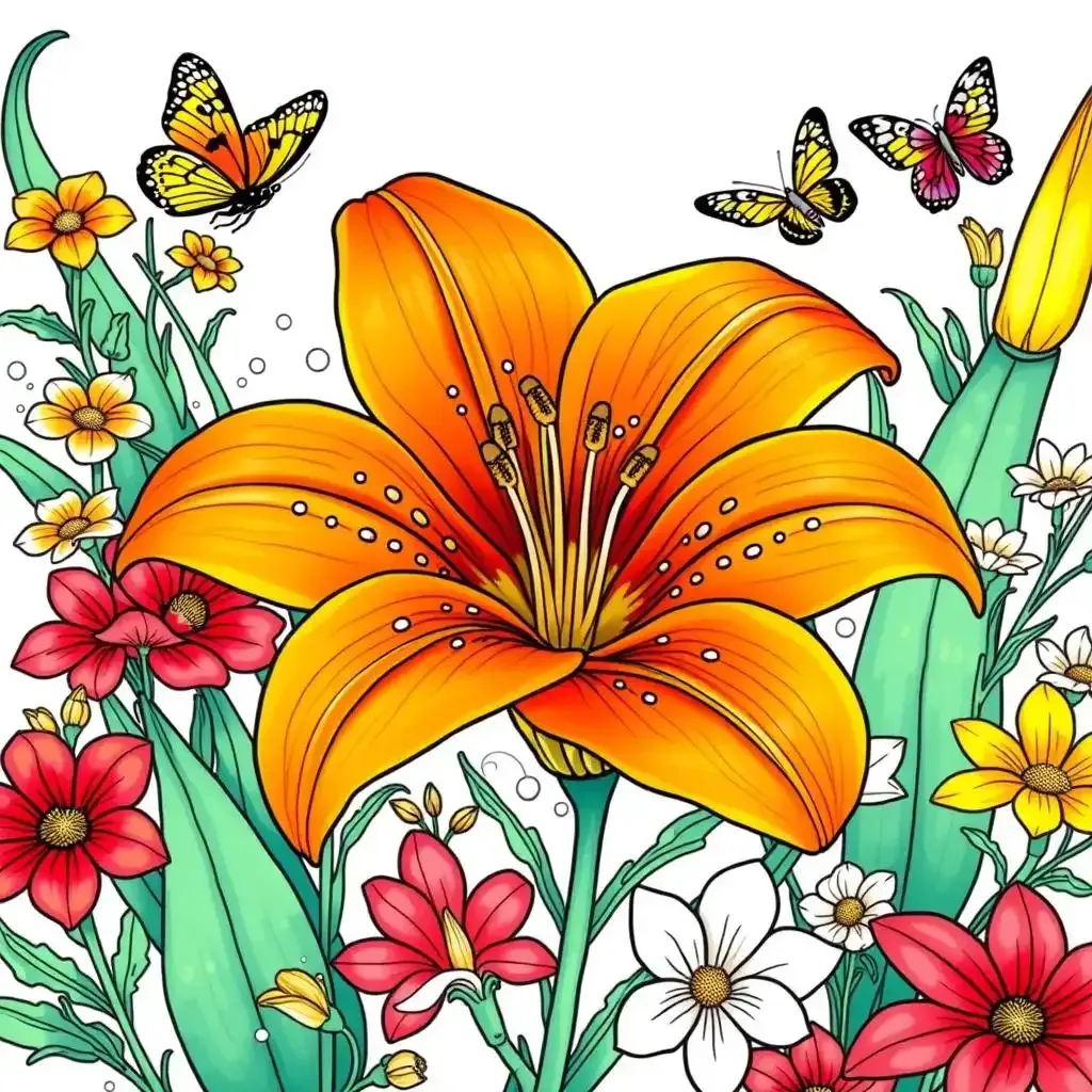 Amazing Tiger Lily Flower Coloring Pages For Kids