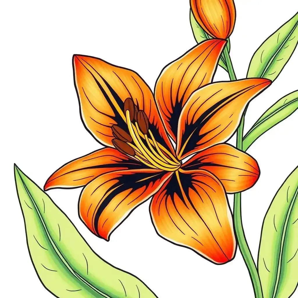 Amazing Tiger Lily Flower Coloring Pages - Lilyflower