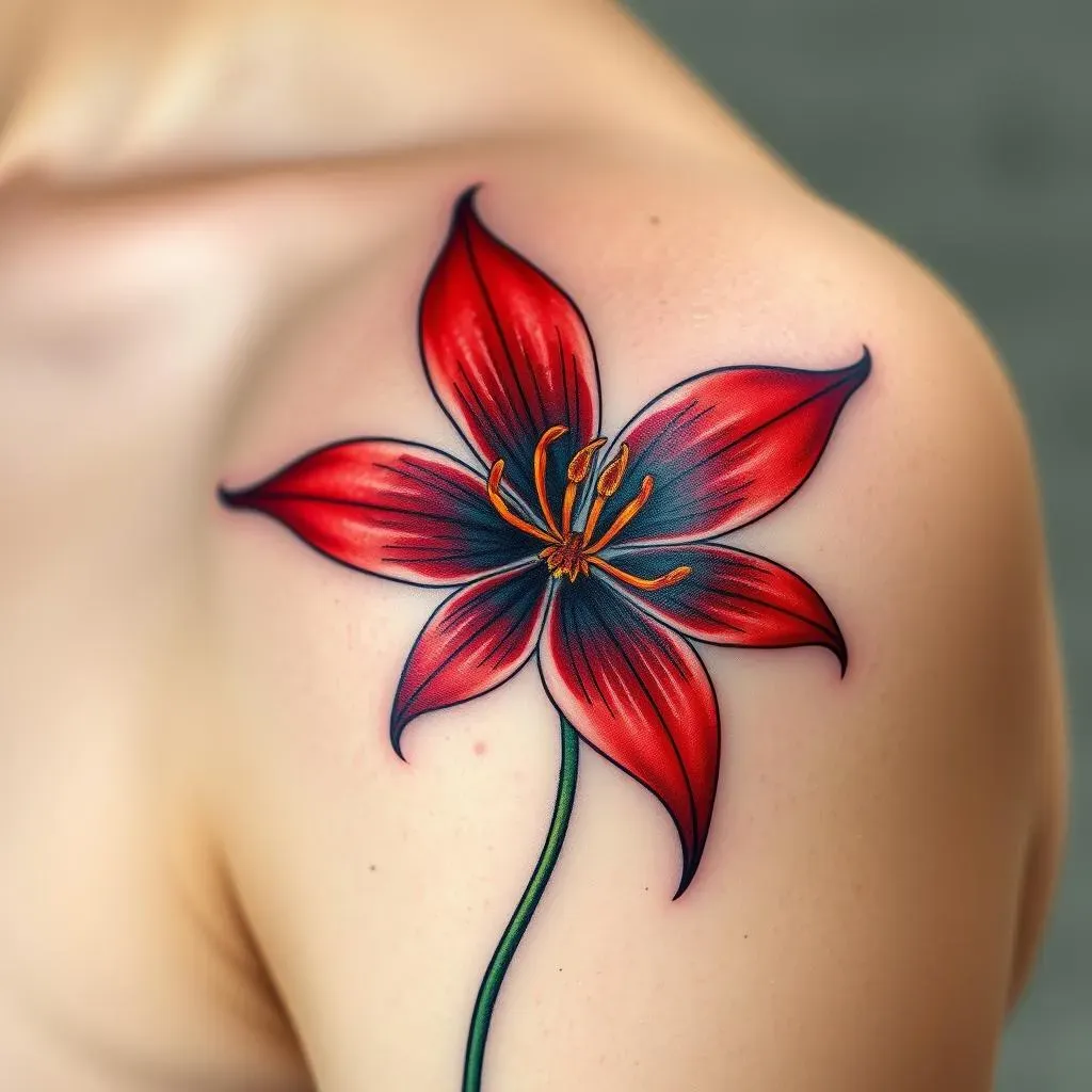 Red Spider Lily Flower Tattoo Design Ideas and Placement