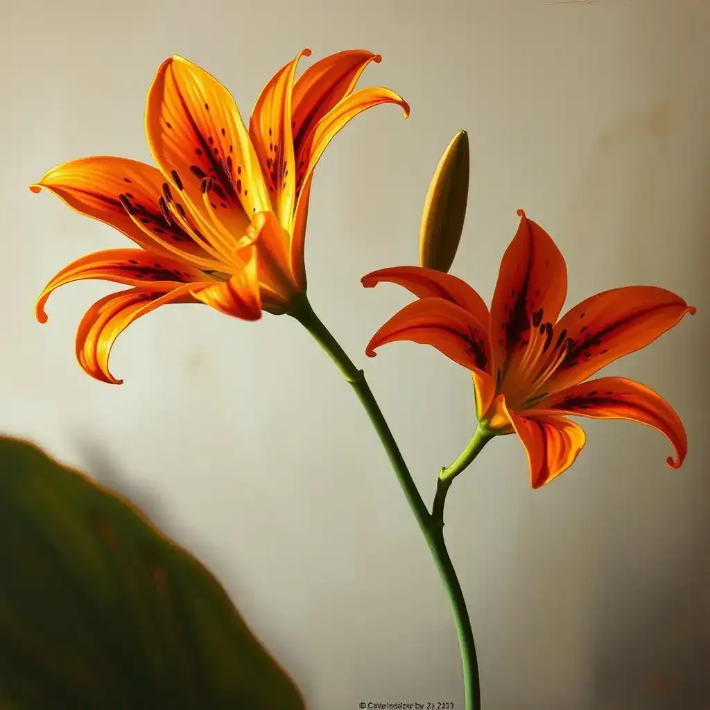 Tiger Lily Flower Painting Exploring Color Palettes And Composition