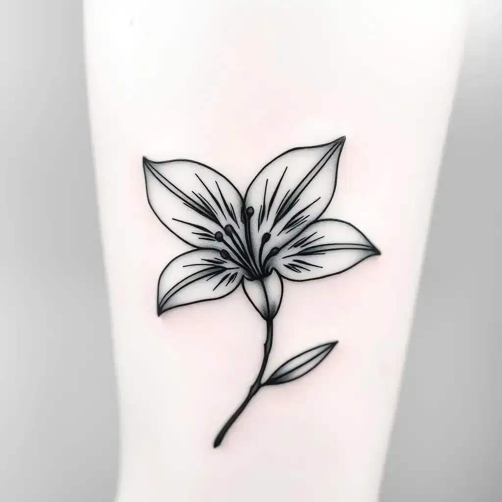 Tiger Lily Flower Tattoo Designs Black And White Contrast